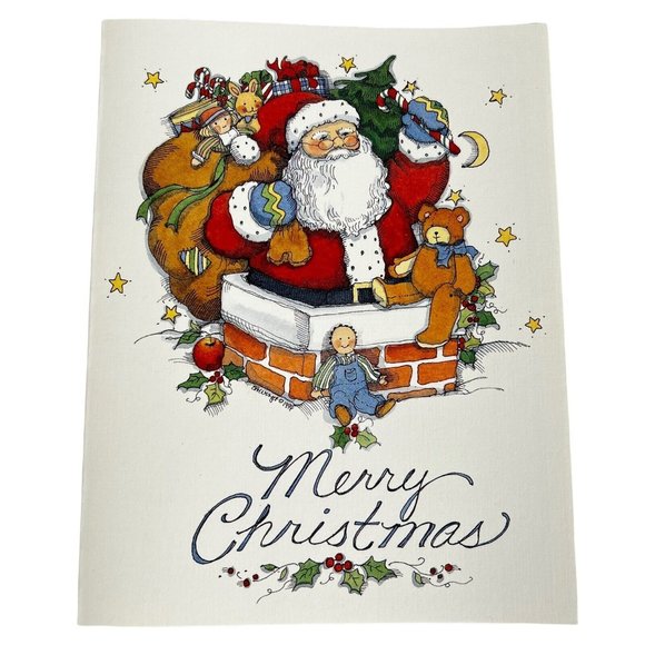 11 Lang Down The Chimney Christmas Cards Susan Winget 1995 Partial Box Santa VTG - Picture 2 of 10